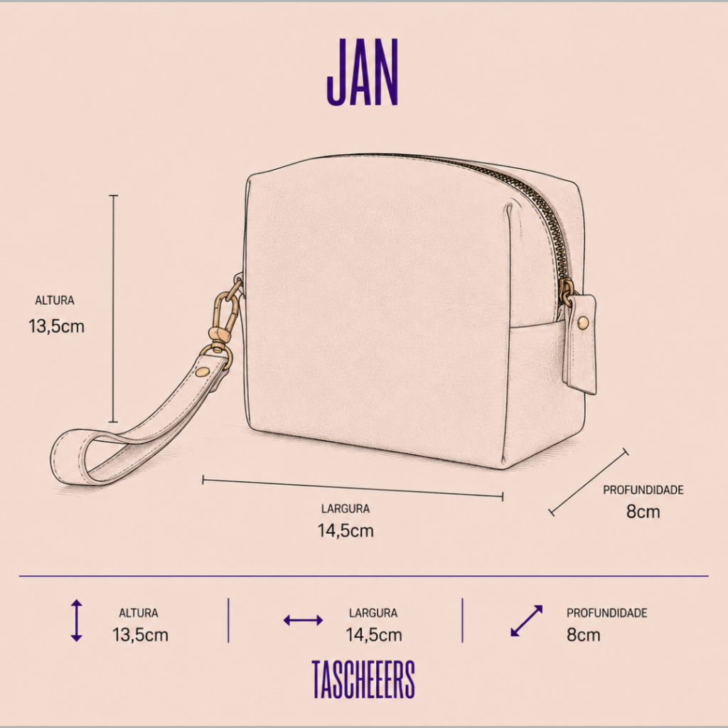 Necessaire organizadora de couro legítimo Jan By Tascheers unissex com fechamento em zíper metálico e acabamento artesanal premium.