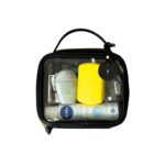 Necessaire organizadora feminina de couro legítimo Luísa Pequena By Tascheers compacta com fechamento em zíper e acabamento artesanal.