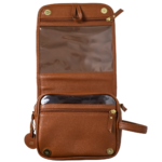 Necessaire de couro legítimo Natache By Tascheers com fechamento em zíper metálico e acabamento artesanal premium.