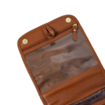 Necessaire de couro legítimo Natache By Tascheers com fechamento em zíper metálico e acabamento artesanal premium.