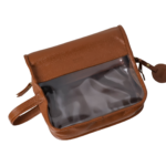 Necessaire de couro legítimo Natache By Tascheers com fechamento em zíper metálico e acabamento artesanal premium.