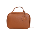 Necessaire de couro legítimo Bárbara Pequena By Tascheers compacta com fechamento em zíper e acabamento artesanal premium.