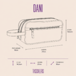 Necessaire de couro legítimo Dani By Tascheers com fechamento em zíper metálico superior, formato estruturado e acabamento artesanal premium.