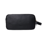 Necessaire de couro legítimo Dani Monocromática By Tascheers com acabamento unificado em uma só cor, fechamento em zíper e formato compacto estruturado.