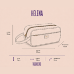 Necessaire de couro legítimo Helena By Tascheers com fechamento em zíper metálico superior, silhueta estruturada e acabamento artesanal premium.