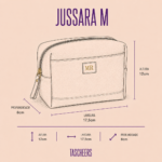 Necessaire de couro legítimo Jussara Média By Tascheers com tamanho intermediário, formato estruturado, fechamento em zíper e acabamento artesanal premium.