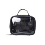 Necessaire compacta de couro legítimo Miguel Pequena By Tascheers com formato retangular estruturado, fechamento em zíper metálico e acabamento artesanal premium.