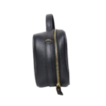 Necessaire compacta de couro legítimo Miguel Pequena By Tascheers com formato retangular estruturado, fechamento em zíper metálico e acabamento artesanal premium.