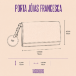 Porta joias de couro legítimo Francesca By Tascheers com formato estruturado, divisórias internas aveludadas, fechamento seguro e acabamento artesanal premium.
