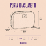 Porta joias de couro legítimo Janetti By Tascheers com estrutura rígida, fechamento seguro em zíper, divisórias internas aveludadas e acabamento artesanal de alto padrão.