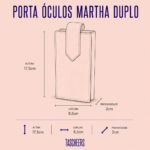 Porta óculos duplo de couro legítimo Martha Duplo By Tascheers com dois compartimentos independentes, fechamento seguro e acabamento artesanal premium.