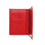 Carteira de couro legítimo unissex Ilca By Tascheers modelo super slim sem fechamento com visor interno transparente em plástico cristal, divisórias para cartões e bolso externo.